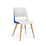 KI Doni Guest Chair w/ Tapered Wood Leg | 2 Tone Shell Guest Chair, Cafe Chair KI Wood Color Monticello Maple Shell Color Cottonwood Shell Color Ultra Blue