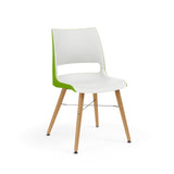 KI Doni Guest Chair w/ Tapered Wood Leg | 2 Tone Shell Guest Chair, Cafe Chair KI Wood Color Monticello Maple Shell Color Cottonwood Shell Color Zesty Lime