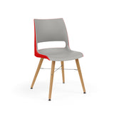 KI Doni Guest Chair w/ Tapered Wood Leg | 2 Tone Shell Guest Chair, Cafe Chair KI Wood Color Monticello Maple Shell Color Warm Grey Shell Color Poppy Red