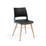 KI Doni Guest Chair w/ Tapered Wood Leg | 2 Tone Shell Guest Chair, Cafe Chair KI Wood Color Natural Shell Color Black Shell Color Surfs Up