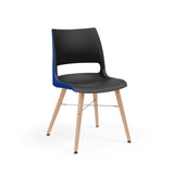 KI Doni Guest Chair w/ Tapered Wood Leg | 2 Tone Shell Guest Chair, Cafe Chair KI Wood Color Natural Shell Color Black Shell Color Ultra Blue