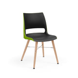 KI Doni Guest Chair w/ Tapered Wood Leg | 2 Tone Shell Guest Chair, Cafe Chair KI Wood Color Natural Shell Color Black Shell Color Zesty Lime