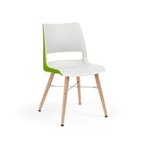 KI Doni Guest Chair w/ Tapered Wood Leg | 2 Tone Shell Guest Chair, Cafe Chair KI Wood Color Natural Shell Color Cottonwood Shell Color Zesty Lime
