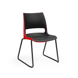 KI Doni Sled Base Chair | Arms or Armless | 2 Tone Shell Color Guest Chair, Cafe Chair, Stack Chair, Classroom Chairs KI Frame Color Black Shell Color Black Shell Color Poppy Red