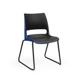 KI Doni Sled Base Chair | Arms or Armless | 2 Tone Shell Color Guest Chair, Cafe Chair, Stack Chair, Classroom Chairs KI Frame Color Black Shell Color Black Shell Color Ultra Blue