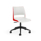 KI Doni Task Chair 2-Tone | Armless & with Arms | 5 Star Base Light Task Chair, Conference Chair, Computer Chair, Meeting Chair KI No Arms Shell Color Cottonwood Shell Color Poppy Red