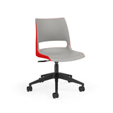 KI Doni Task Chair 2-Tone | Armless & with Arms | 5 Star Base Light Task Chair, Conference Chair, Computer Chair, Meeting Chair KI No Arms Shell Color Warm Grey Shell Color Poppy Red