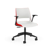 KI Doni Task Chair 2-Tone | Armless & with Arms | 5 Star Base Light Task Chair, Conference Chair, Computer Chair, Meeting Chair KI With Arms Shell Color Cottonwood Shell Color Poppy Red