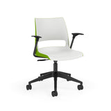 KI Doni Task Chair 2-Tone | Armless & with Arms | 5 Star Base Light Task Chair, Conference Chair, Computer Chair, Meeting Chair KI With Arms Shell Color Cottonwood Shell Color Zesty Lime