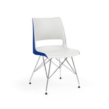 KI Doni Wire Tower Leg Base | 2 Tone Seat Shell | Armless Guest Chair, Cafe Chair, Stack Chair KI Shell Color Cottonwood Shell Color Ultra Blue 