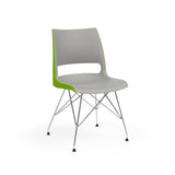 KI Doni Wire Tower Leg Base | 2 Tone Seat Shell | Armless Guest Chair, Cafe Chair, Stack Chair KI Shell Color Warm Grey Shell Color Zesty Lime 