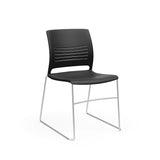 KI Strive High Density Stack Chair | Sled Base | Armless Guest Chair, Cafe Chair, Stack Chair, Classroom Chairs KI Frame Color Silver Shell Color Black 