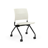 KI Strive Nesting Chair With Casters | Arms or Armless Nesting Chair KI Frame Color Black Shell Color Wet Sand 