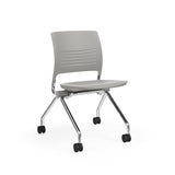 KI Strive Nesting Chair With Casters | Arms or Armless Nesting Chair KI Frame Color Chrome Shell Color Warm Grey 
