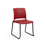 KI Strive Sled Base Chair | Stacking | Arms or Armless Guest Chair, Cafe Chair, Stack Chair, Classroom Chairs KI Frame Color Black Shell Color Cayenne 