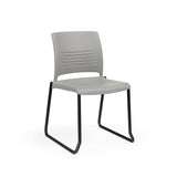 KI Strive Sled Base Chair | Stacking | Arms or Armless Guest Chair, Cafe Chair, Stack Chair, Classroom Chairs KI Frame Color Black Shell Color Warm Grey 