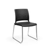 KI Strive Sled Base Chair | Stacking | Arms or Armless Guest Chair, Cafe Chair, Stack Chair, Classroom Chairs KI Frame Color Chrome Shell Color Black 
