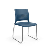 KI Strive Sled Base Chair | Stacking | Arms or Armless Guest Chair, Cafe Chair, Stack Chair, Classroom Chairs KI Frame Color Chrome Shell Color Sky Blue 