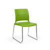 KI Strive Sled Base Chair | Stacking | Arms or Armless Guest Chair, Cafe Chair, Stack Chair, Classroom Chairs KI Frame Color Chrome Shell Color Zesty Lime 