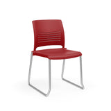 KI Strive Sled Base Chair | Stacking | Arms or Armless Guest Chair, Cafe Chair, Stack Chair, Classroom Chairs KI Frame Color Silver Shell Color Cayenne 