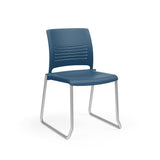 KI Strive Sled Base Chair | Stacking | Arms or Armless Guest Chair, Cafe Chair, Stack Chair, Classroom Chairs KI Frame Color Silver Shell Color Sky Blue 
