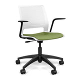 Lumin Light Task Chair with Fixed Arms Office Chair, Conference Chair, Computer Chair, Teacher Chair, Meeting Chair SitOnIt Arctic Plastic Vinyl Color Moss 