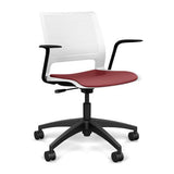 Lumin Light Task Chair with Fixed Arms Office Chair, Conference Chair, Computer Chair, Teacher Chair, Meeting Chair SitOnIt Arctic Plastic Vinyl Color Ruby 