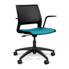 Lumin Light Task Chair with Fixed Arms Office Chair, Conference Chair, Computer Chair, Teacher Chair, Meeting Chair SitOnIt Black Plastic Vinyl Color Antigua 
