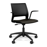 Lumin Light Task Chair with Fixed Arms Office Chair, Conference Chair, Computer Chair, Teacher Chair, Meeting Chair SitOnIt Black Plastic Vinyl Color Onyx 