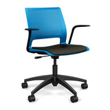 Lumin Light Task Chair with Fixed Arms Office Chair, Conference Chair, Computer Chair, Teacher Chair, Meeting Chair SitOnIt Pacific Plastic Vinyl Color Onyx 