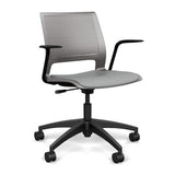 Lumin Light Task Chair with Fixed Arms Office Chair, Conference Chair, Computer Chair, Teacher Chair, Meeting Chair SitOnIt Sterling Plastic Vinyl Color Platinum 