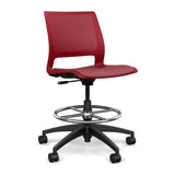 Lumin Light Task Stool Armless with Vinyl Seat Stools SitOnIt Red Plastic Vinyl Color Ruby 