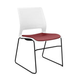 Lumin Wire Rod Guest Chair - Vinyl Seat Guest Chair, Cafe Chair, Stack Chair SitOnIt Arctic Plastic Vinyl Color Ruby Black Frame