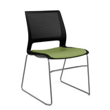 Lumin Wire Rod Guest Chair - Vinyl Seat Guest Chair, Cafe Chair, Stack Chair SitOnIt Black Plastic Vinyl Color Moss Frame Color Chrome