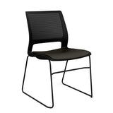 Lumin Wire Rod Guest Chair - Vinyl Seat Guest Chair, Cafe Chair, Stack Chair SitOnIt Black Plastic Vinyl Color Onyx Black Frame