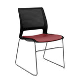 Lumin Wire Rod Guest Chair - Vinyl Seat Guest Chair, Cafe Chair, Stack Chair SitOnIt Black Plastic Vinyl Color Ruby Frame Color Chrome