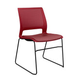 Lumin Wire Rod Guest Chair - Vinyl Seat Guest Chair, Cafe Chair, Stack Chair SitOnIt Red Plastic Vinyl Color Ruby Black Frame