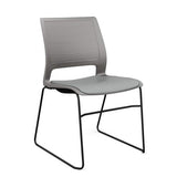 Lumin Wire Rod Guest Chair - Vinyl Seat Guest Chair, Cafe Chair, Stack Chair SitOnIt Sterling Plastic Vinyl Color Platinum Black Frame