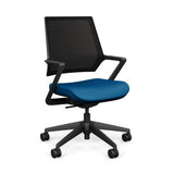 Mavic 5 Star Meeting Chair - Black Frame Office Chair, Conference Chair, Computer Chair, Teacher Chair, Meeting Chair SitOnit Vinyl Color Electric Blue Mesh Color Onyx 