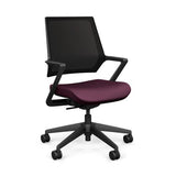 Mavic 5 Star Meeting Chair - Black Frame Office Chair, Conference Chair, Computer Chair, Teacher Chair, Meeting Chair SitOnit Vinyl Color Grape Mesh Color Onyx 