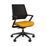 Mavic 5 Star Meeting Chair - Black Frame Office Chair, Conference Chair, Computer Chair, Teacher Chair, Meeting Chair SitOnit Vinyl Color Lemon Mesh Color Onyx 