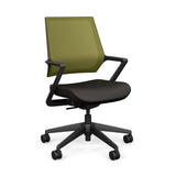 Mavic 5 Star Meeting Chair - Black Frame Office Chair, Conference Chair, Computer Chair, Teacher Chair, Meeting Chair SitOnit Vinyl Color Smokey Apple Mesh 