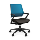Mavic 5 Star Meeting Chair - Black Frame Office Chair, Conference Chair, Computer Chair, Teacher Chair, Meeting Chair SitOnit Vinyl Color Smokey Mesh Color Electric Blue 