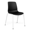 Mika Four Leg Plastic Shell Chair Guest Chair, Cafe Chair, Stack Chair SitOnIt Frame Color White Shell Color Black 