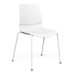 Mika Four Leg Plastic Shell Chair Guest Chair, Cafe Chair, Stack Chair SitOnIt Frame Color White Shell Color White 
