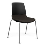 Mika Four Leg Upholstered Black Plastic Shell Chair Guest Chair, Cafe Chair, Stack Chair SitOnIt Fog Frame Color Fabric Color Chai 