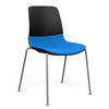 Mika Four Leg Upholstered Black Plastic Shell Chair Guest Chair, Cafe Chair, Stack Chair SitOnIt Fog Frame Color Fabric Color Electric Blue 
