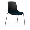 Mika Four Leg Upholstered Black Plastic Shell Chair Guest Chair, Cafe Chair, Stack Chair SitOnIt Fog Frame Color Fabric Color Navy 
