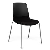 Mika Four Leg Upholstered Black Plastic Shell Chair Guest Chair, Cafe Chair, Stack Chair SitOnIt Fog Frame Color Fabric Color Peppercorn 