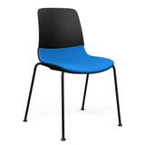 Mika Four Leg Upholstered Black Plastic Shell Chair Guest Chair, Cafe Chair, Stack Chair SitOnIt Frame Color Black Fabric Color Electric Blue 